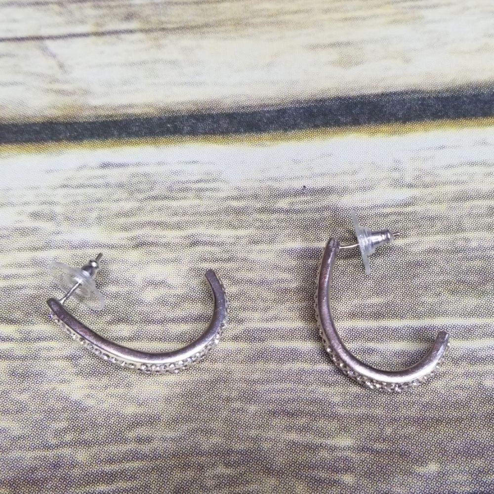 RHINESTONE SEMI HOOPS - Picture 5 of 5
